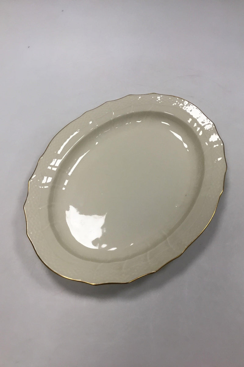 Royal Copenhagen Creme Svejfet med Guld (Stel 1235) Stort ovalt fad No 1556 - Danam Antik