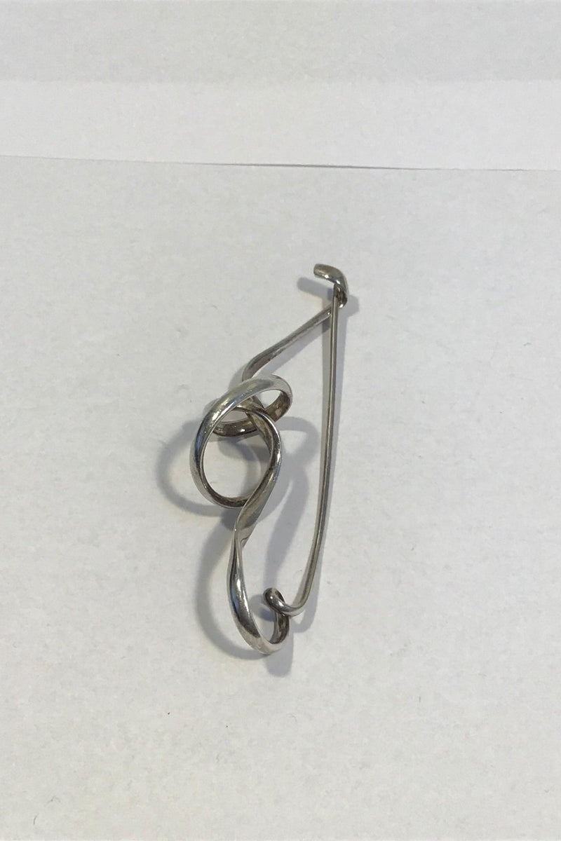 Georg Jensen Sterling Sølv Broche Forget-Me-Knot Torun No 384 - Danam Antik