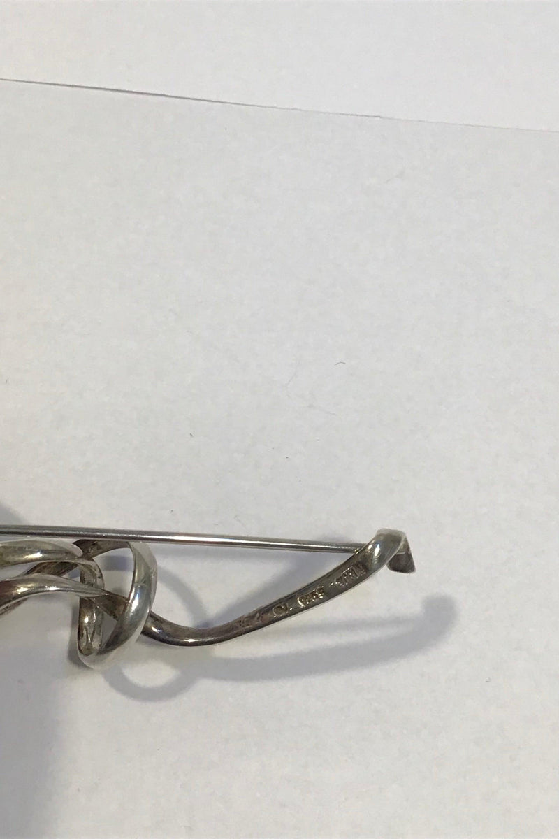 Georg Jensen Sterling Sølv Broche Forget-Me-Knot Torun No 384 - Danam Antik