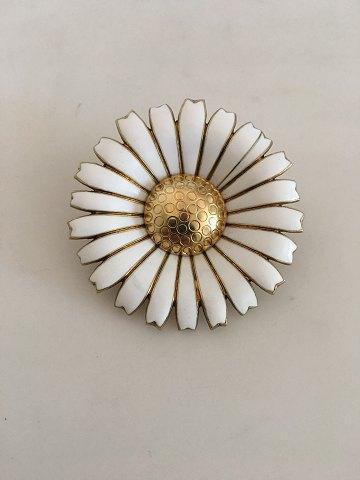 Vintage Anton Michelsen Gilded Sterling Silver store White Enamel Daisy Flower Denmark