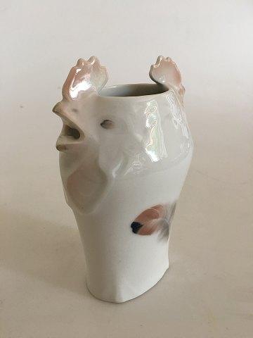 Bing & Grøndahl Art Nouveau Vase med Hane hoveder No 3663/1034 - Danam Antik