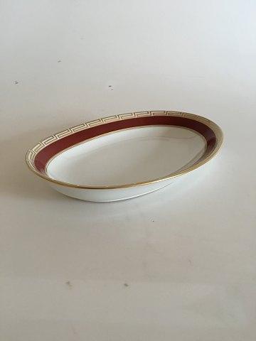 Bing & Grøndahl Wagner Oval Serveringsskål No 39. Vinrød og Guld Bord - Danam Antik