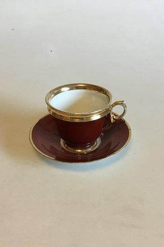 Carl Tielsch / Altwasser Mørkerød Kaffekop med guld. Fra 1875-1909 - Danam Antik