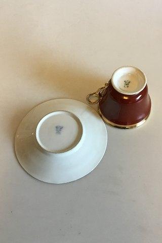 Carl Tielsch / Altwasser Mørkerød Kaffekop med guld. Fra 1875-1909 - Danam Antik