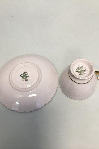 Engelsk, R H & S L Plant (Ltd) pink porcelæns kop og underkop, med guldkant. - Danam Antik