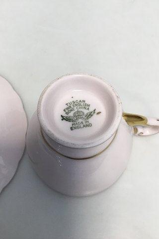 Engelsk, R H & S L Plant (Ltd) pink porcelæns kop og underkop, med guldkant. - Danam Antik