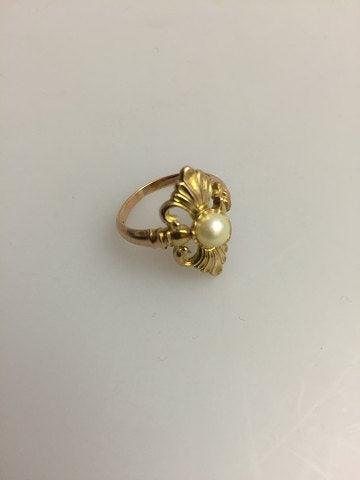 Georg Jensen 14K Guld Ring med Perle No 105 - Danam Antik