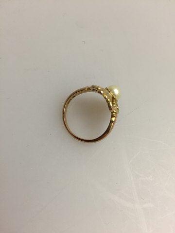 Georg Jensen 14K Guld Ring med Perle No 105 - Danam Antik