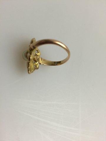 Georg Jensen 14K Guld Ring med Perle No 105 - Danam Antik