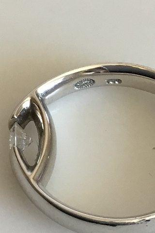 Georg Jensen 18 kt 750 Hvidguld Centenary Ring med Brillant 0.20 Karat - Danam Antik