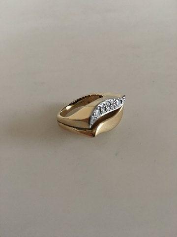 Georg Jensen 18K Delvist Rhodineret Guldring prydet med ti brilliantslebne diamanter - Danam Antik