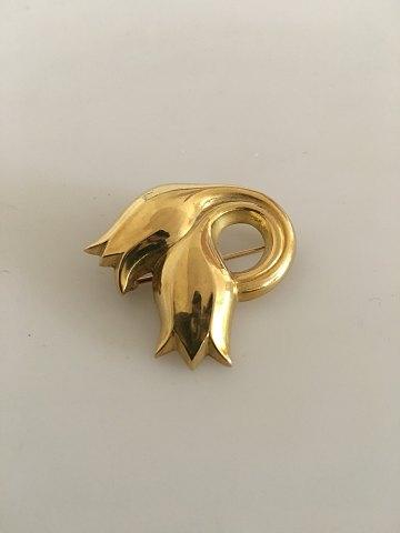 Georg Jensen 18K Guld Broche No. 1100 - Danam Antik