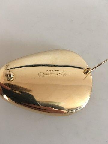 Georg Jensen 18K Guld Nanna Ditzel Broche med Perle No 1328 - Danam Antik