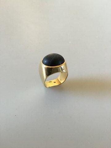 Georg Jensen 18K Guld Ring med Falkeøje. - Danam Antik