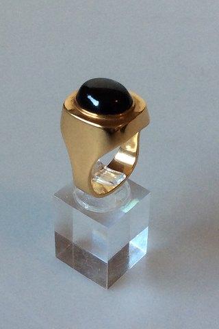 Georg Jensen 18K Guld Ring medcabochonslebet mørk stjernesafir - Danam Antik