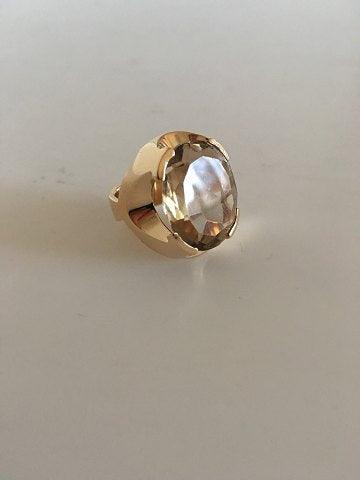 Georg Jensen 18K Guld Ring No 812 med Røgfarvet Quartz - Danam Antik