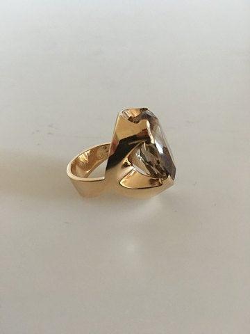 Georg Jensen 18K Guld Ring No 812 med Røgfarvet Quartz - Danam Antik