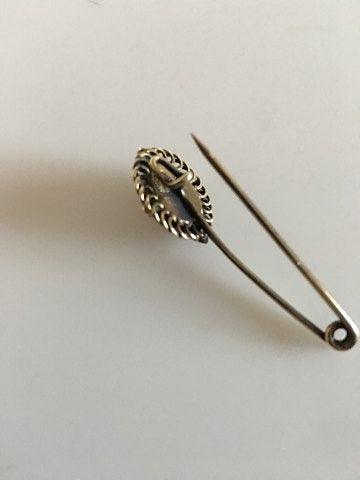 Georg Jensen Forgyldt Sølv Broche No 2 med Ravsten - Danam Antik