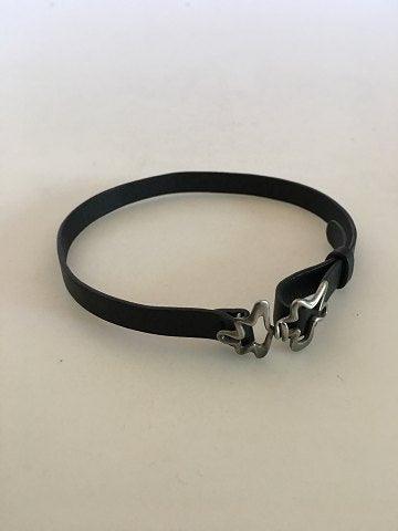 Georg Jensen Henning Koppel Choker Halsbånd No 428B i Sterling Sølv og Læder - Danam Antik