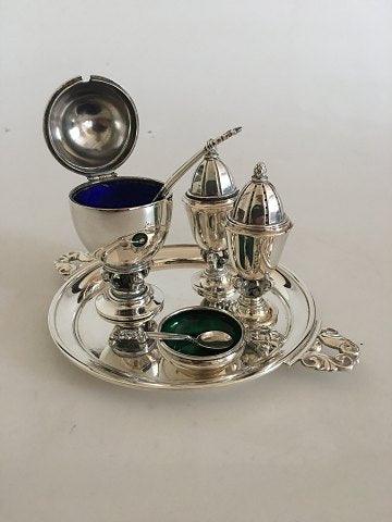 Georg Jensen "Konge" Sterling Sølv Condiment Sæt No. 741 - Danam Antik