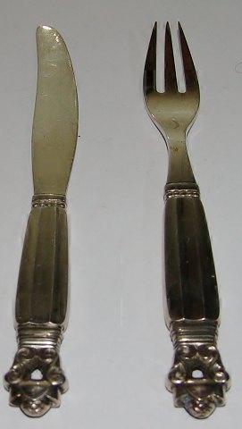 Georg Jensen Konge Sterling Sølv Frugt/Dessert Kniv og Gaffel - Danam Antik