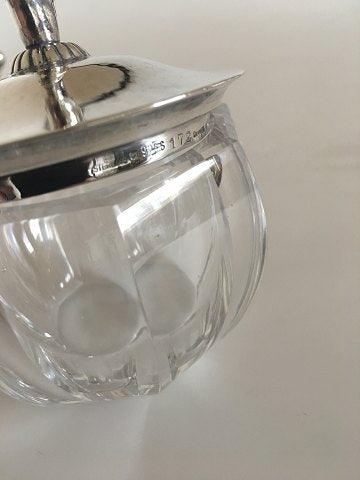 Georg Jensen Pudder Dunbold i Krystal Glas med Sterling Sølv Låg No 172 - Danam Antik