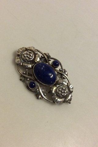 Georg Jensen Sølv Broche med Lapis Lazuli No 89 - Danam Antik