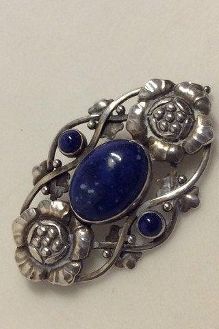 Georg Jensen Sølv Broche med Lapis Lazuli No 89 - Danam Antik