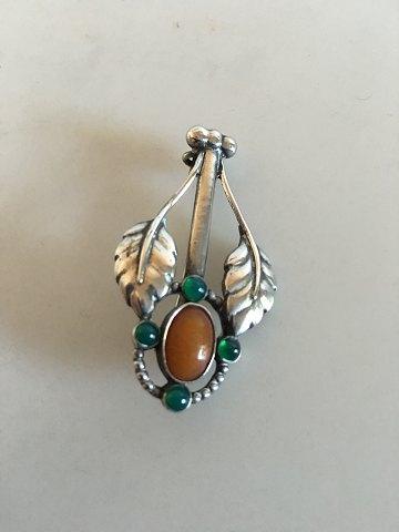 Georg Jensen Sølv Broche med Rav og Agater No 7 - Danam Antik