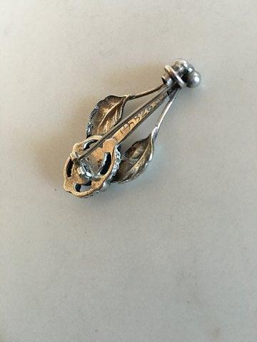 Georg Jensen Sølv Broche med Rav og Agater No 7 - Danam Antik