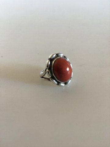 Georg Jensen Sølv Ring No 19 med Koral - Danam Antik