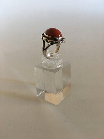 Georg Jensen Sølv Ring No 19 med Koral - Danam Antik