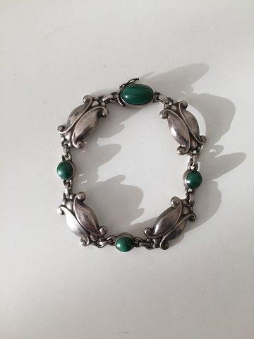 Georg jensen Sterling Sølv Armbånd med Grøn agat No 11 fra 1915-1930 - Danam Antik