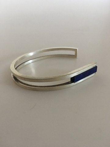 Georg Jensen Sterling Sølv Armbånd No 31B med blåt ornament - Danam Antik