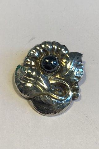 Georg Jensen Sterling Sølv Broche No 71 Prydet med Hæmatit - Danam Antik