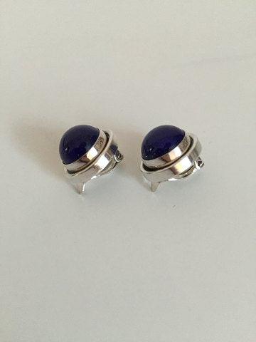 Georg Jensen Sterling Sølv Harald Nielsen Øreklips No 86D med lapis lazuli - Danam Antik