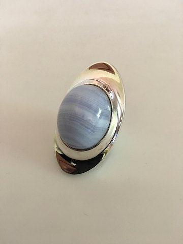 Georg Jensen Sterling Sølv Henning Koppel Ring No. 242 med Lys Blå / Violet Sten - Danam Antik