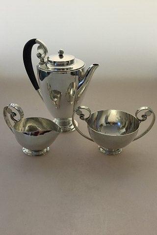 Georg Jensen Sterling Sølv Kaffesæt med Flødekande og Sukkerskål No 321 - Danam Antik