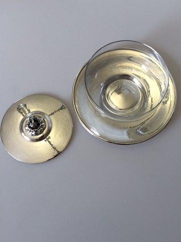 Georg Jensen Sterling Sølv og Glas Kaviar Skål med låg og underfad No 610 - Danam Antik