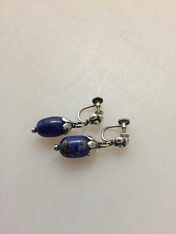 Georg Jensen Sterling Sølv og Lapis Lazuli Øreklips No 4 - Danam Antik