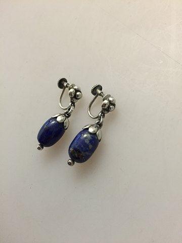 Georg Jensen Sterling Sølv og Lapis Lazuli Øreklips No 4 - Danam Antik