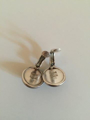 Georg Jensen Sterling Sølv Øreclips No 86 med Grøn Agat - Danam Antik