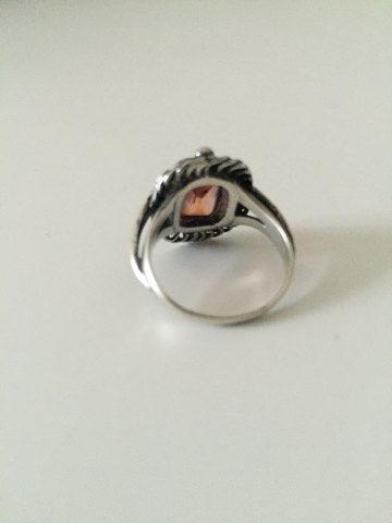 Georg Jensen Sterling Sølv Ring med fasetslebet Orange Syntetisk Safir No 10 - Danam Antik