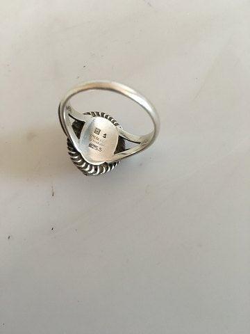 Georg Jensen Sterling Sølv Ring med Ferskenfarvet Sten No 1 - Danam Antik