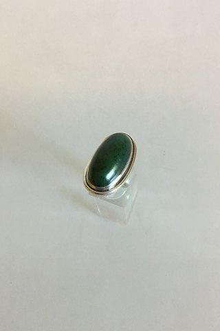 Georg Jensen Sterling Sølv Ring med grøn sten No 46 E - Danam Antik