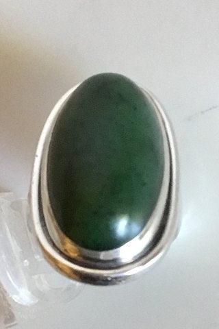 Georg Jensen Sterling Sølv Ring med grøn sten No 46 E - Danam Antik