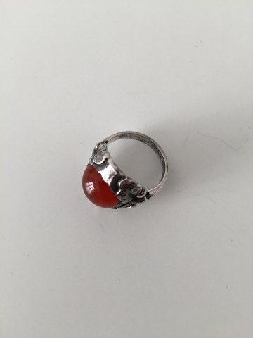 Georg Jensen Sterling Sølv Ring med Rød sten No 11A fra 1933-1944 - Danam Antik