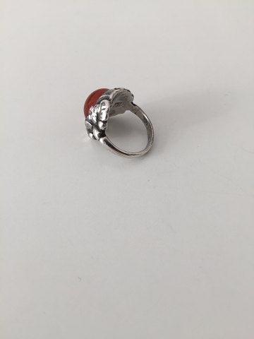 Georg Jensen Sterling Sølv Ring med Rød sten No 11A fra 1933-1944 - Danam Antik