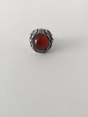 Georg Jensen Sterling Sølv Ring med Rød sten No 11A fra 1933-1944 - Danam Antik