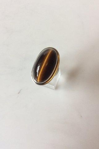 Georg Jensen Sterling Sølv Ring med Tigerøje No 46E - Danam Antik